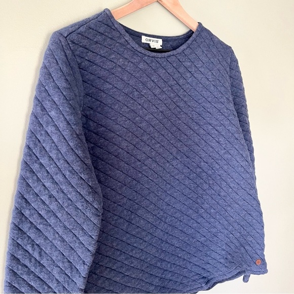 Orvis‎ Women’s Quilted Crewneck Long Sleeve Sweater in Blue Size Medium - Picture 3 of 9